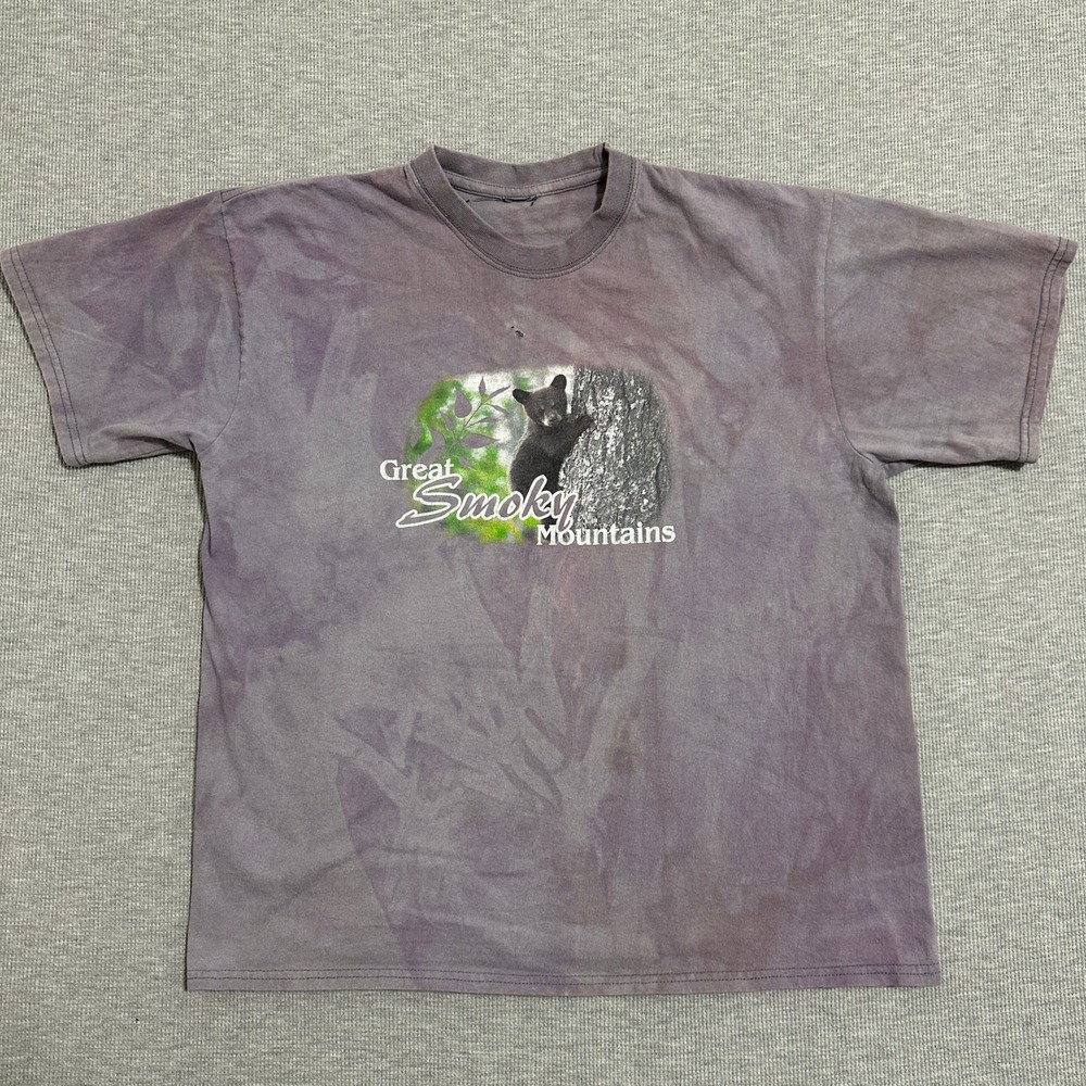 Vintage Great Smoky Mountains Black‎ Bear Graphic Tee Faded Purple Oversized XL